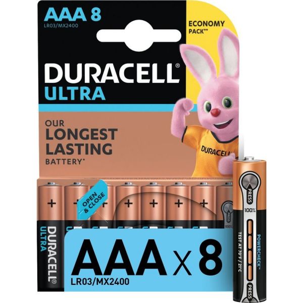 Батарейка Duracell Ultra LR03-8BL MX2400 AAA, 8 шт.